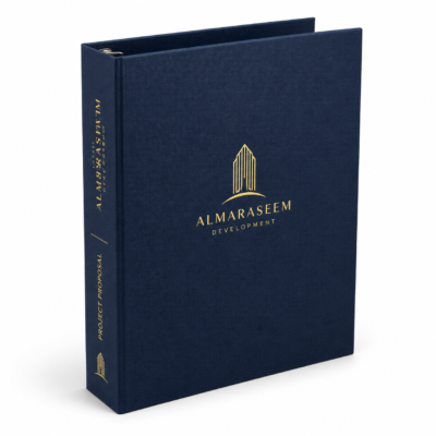 Premium Custom Branded Ring Binder Folder — Hardcover Guest Manual & Corporate Document Organizer with Foil Logo