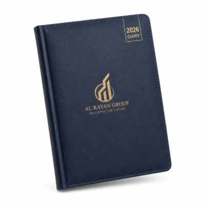 Premium PU Leather Executive Diary — Custom Branded Corporate Yearly Planner with Gold Foil Logo